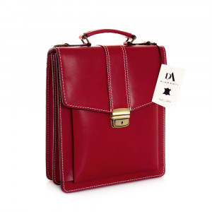 Servieta mica din piele naturala DiAmanti Bari Rosie